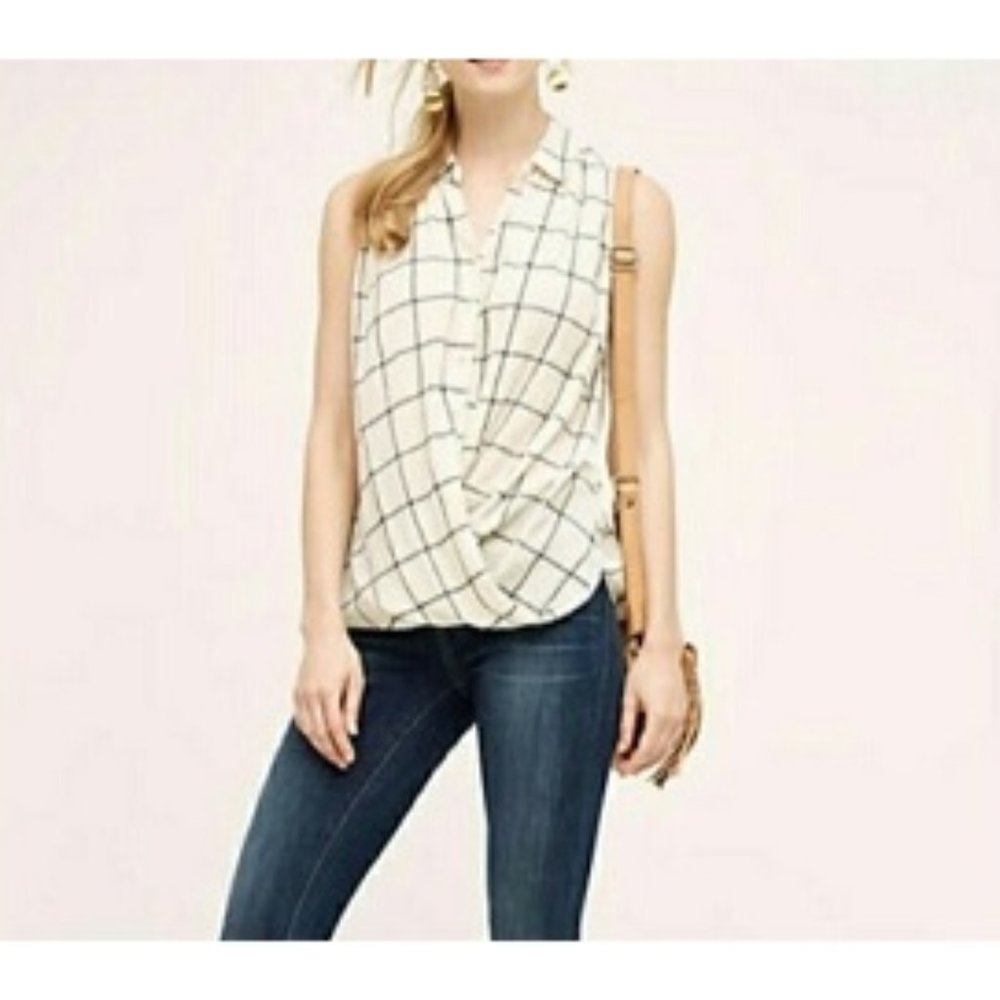 Isabella Sinclair Ingram windowpane wrap top white